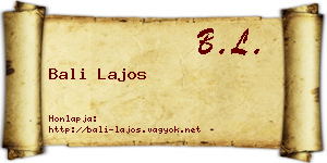 Bali Lajos névjegykártya